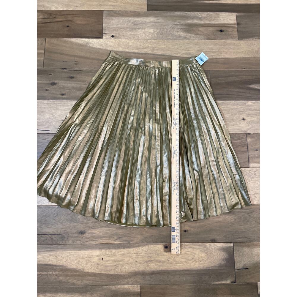 Ann Taylor Metallic Pleated Midi Skirt Size 16 Gold - Picture 3 of 7